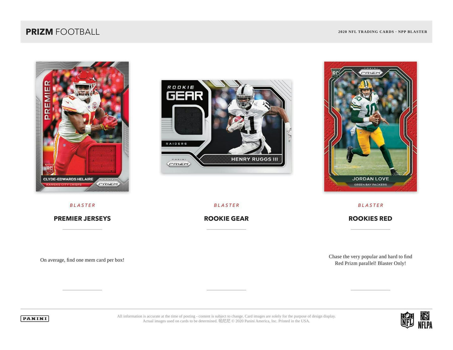 2020 Panini Prizm Football 6 - Pack Blaster Box (Lazer Prizms) - Columbia Hobby - Sports Card Boxes - Toploaders - Card Savers