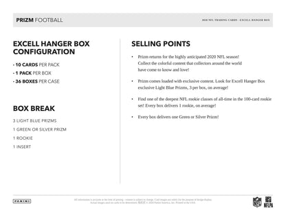 2020 Panini Prizm Football Hanger 10 - Card Box (Light Blue Prizms) - Columbia Hobby - Sports Card Boxes - Toploaders - Card Savers