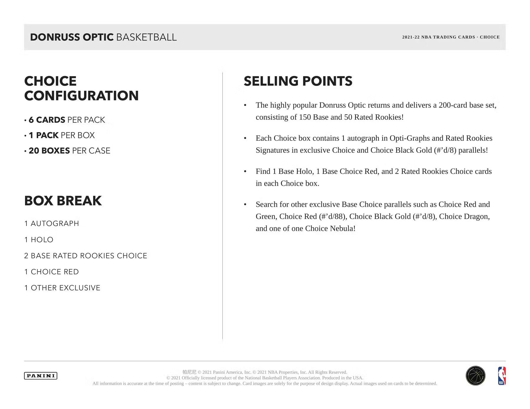 2021 - 22 Panini Donruss Optic Basketball Choice Box - Columbia Hobby - Sports Card Boxes - Toploaders - Card Savers
