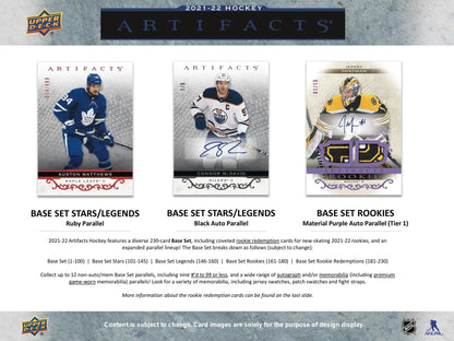 2021 - 22 Upper Deck Artifacts Hockey Hobby Box - Columbia Hobby - Sports Card Boxes - Toploaders - Card Savers