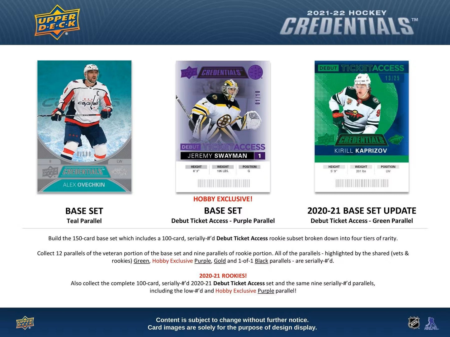 2021 - 22 Upper Deck Credentials Hockey Hobby Box - Columbia Hobby - Sports Card Boxes - Toploaders - Card Savers