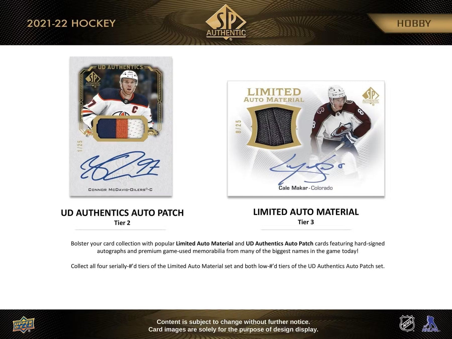 2021 - 22 Upper Deck SP Authentic Hockey Hobby Box - Columbia Hobby - Sports Card Boxes - Toploaders - Card Savers
