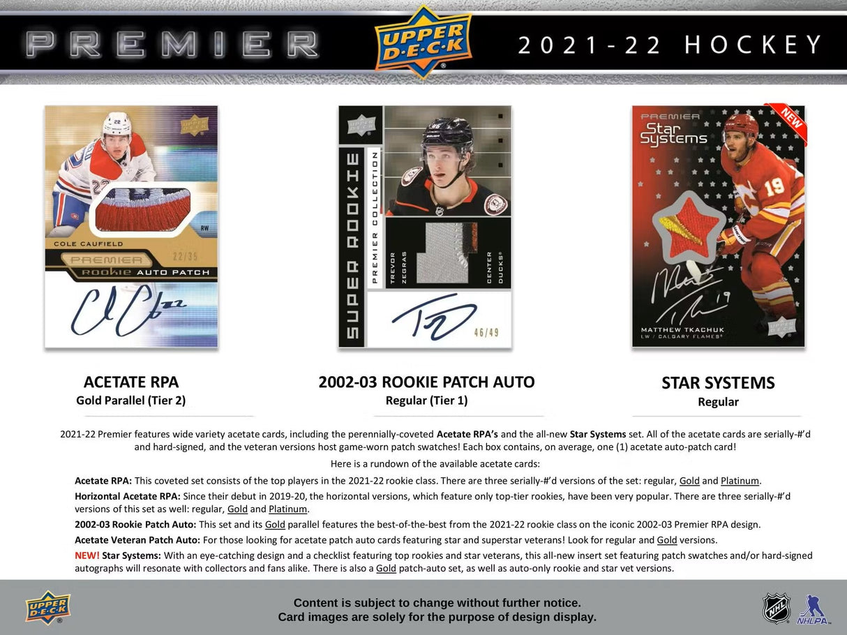 2021/22 Upper Deck Premier Hockey Hobby Box