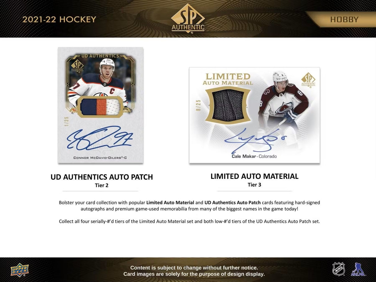 2021-22 Upper Deck SP Authentic Hockey Hobby Box