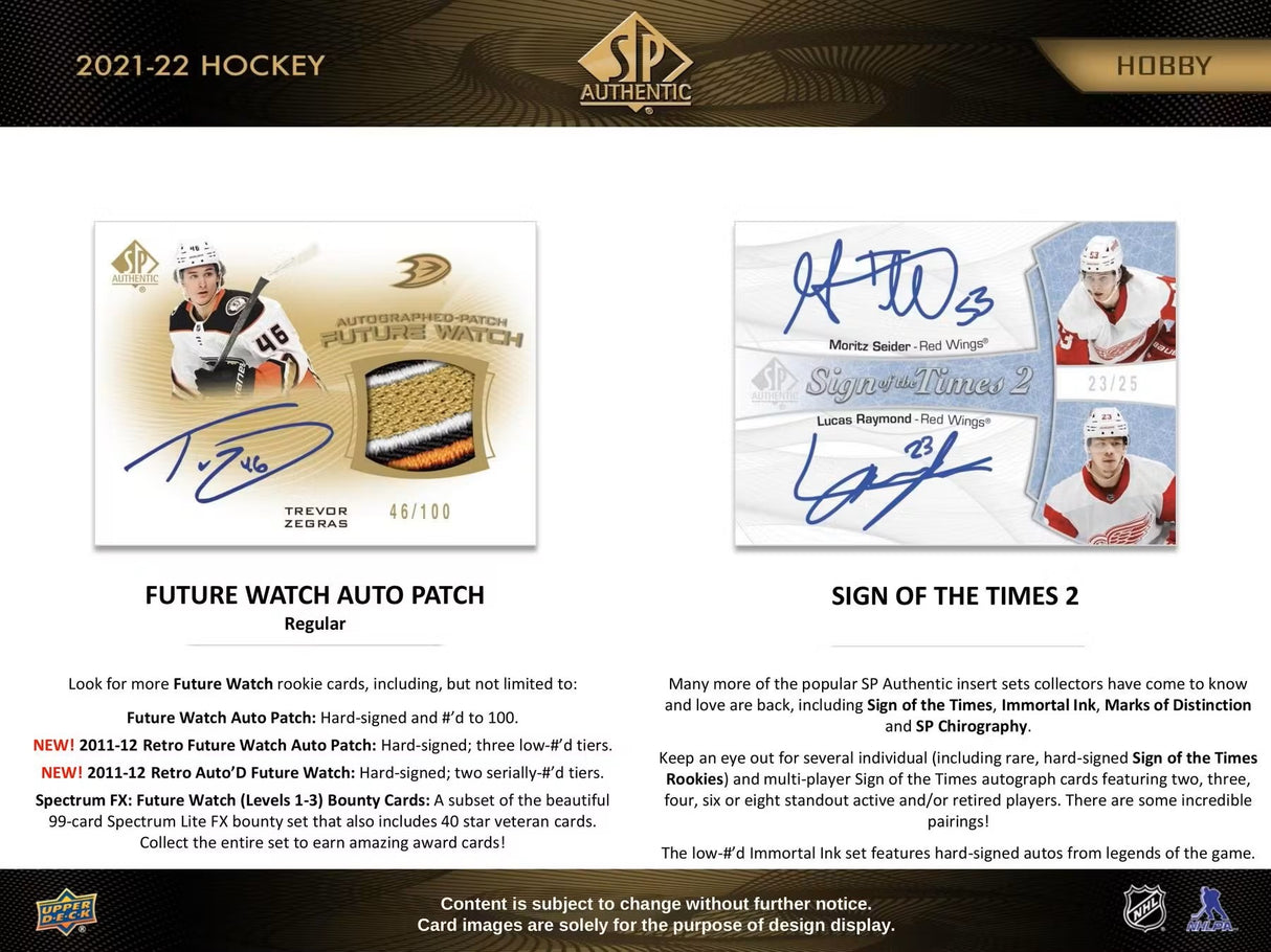 2021-22 Upper Deck SP Authentic Hockey Hobby Box