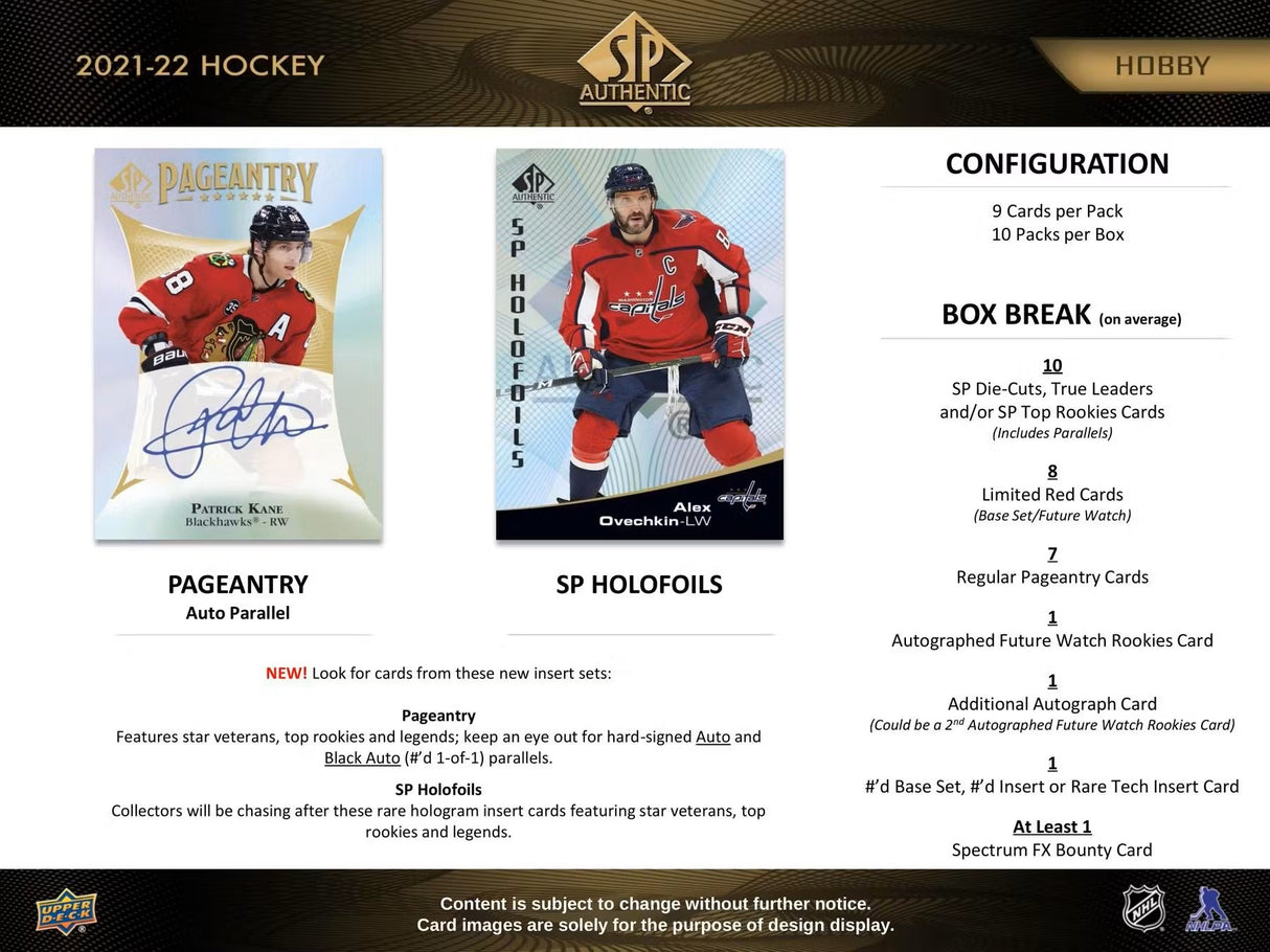 2021-22 Upper Deck SP Authentic Hockey Hobby Box