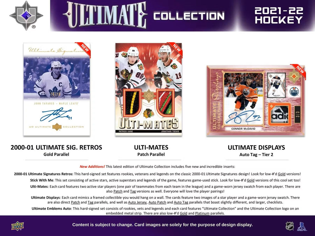 2021-22 Upper Deck Ultimate Collection Hockey Hobby Box