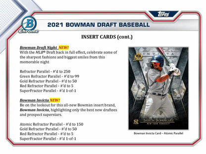 2021 Bowman Draft Baseball Asia Exclusive Hobby Box - Columbia Hobby - Sports Card Boxes - Toploaders - Card Savers