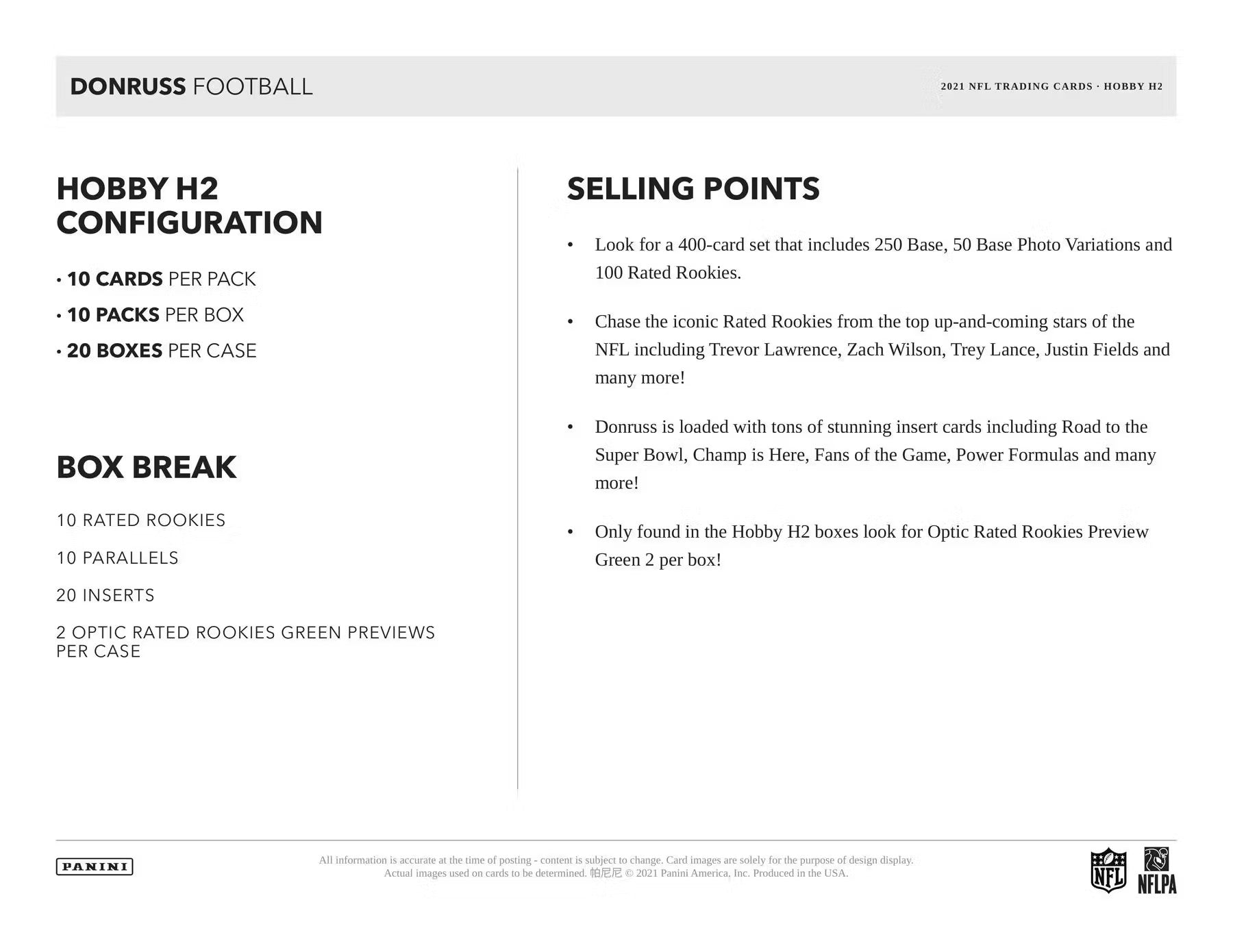 2021 Panini Donruss Football H2 Hobby Hybrid Box - Columbia Hobby - Sports Card Boxes - Toploaders - Card Savers