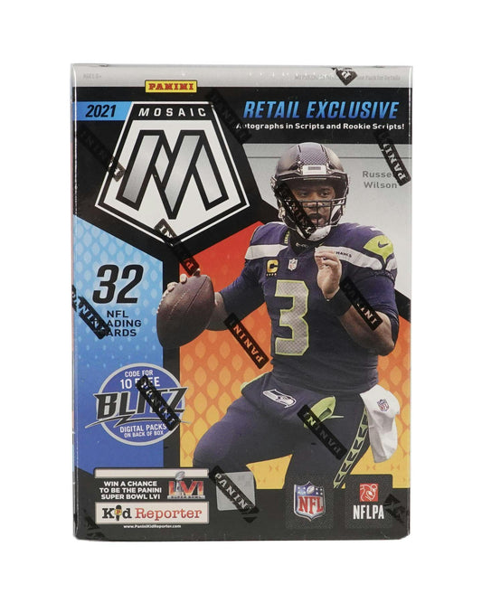 2021 Panini Mosaic Football 8 - Pack Blaster Box (Exclusive Scripts!) - Columbia Hobby - Sports Card Boxes - Toploaders - Card Savers