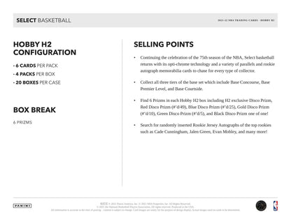 2021/22 Panini Select Basketball H2 Box - Columbia Hobby - Sports Card Boxes - Toploaders - Card Savers