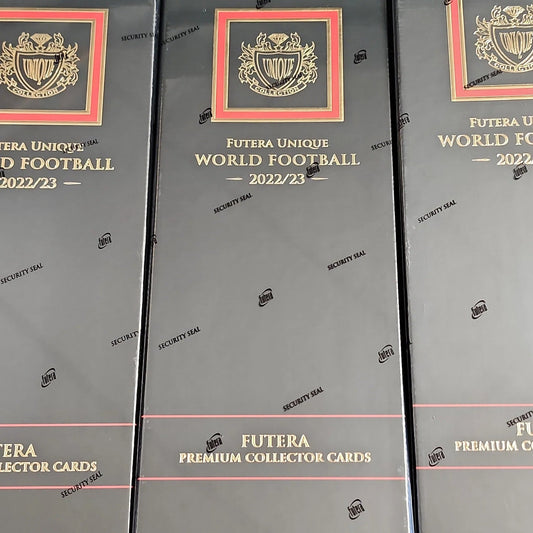 2022 - 23 Futura Unique World Football Soccer Hobby Box - Columbia Hobby - Sports Card Boxes - Toploaders - Card Savers
