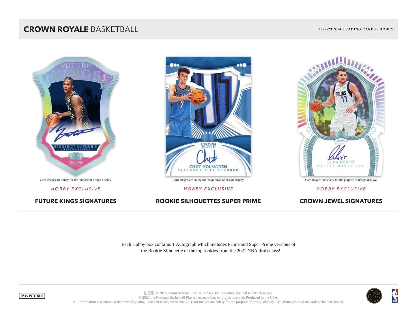 2022 - 23 Panini Crown Royale Basketball Hobby Box - Columbia Hobby - Sports Card Boxes - Toploaders - Card Savers