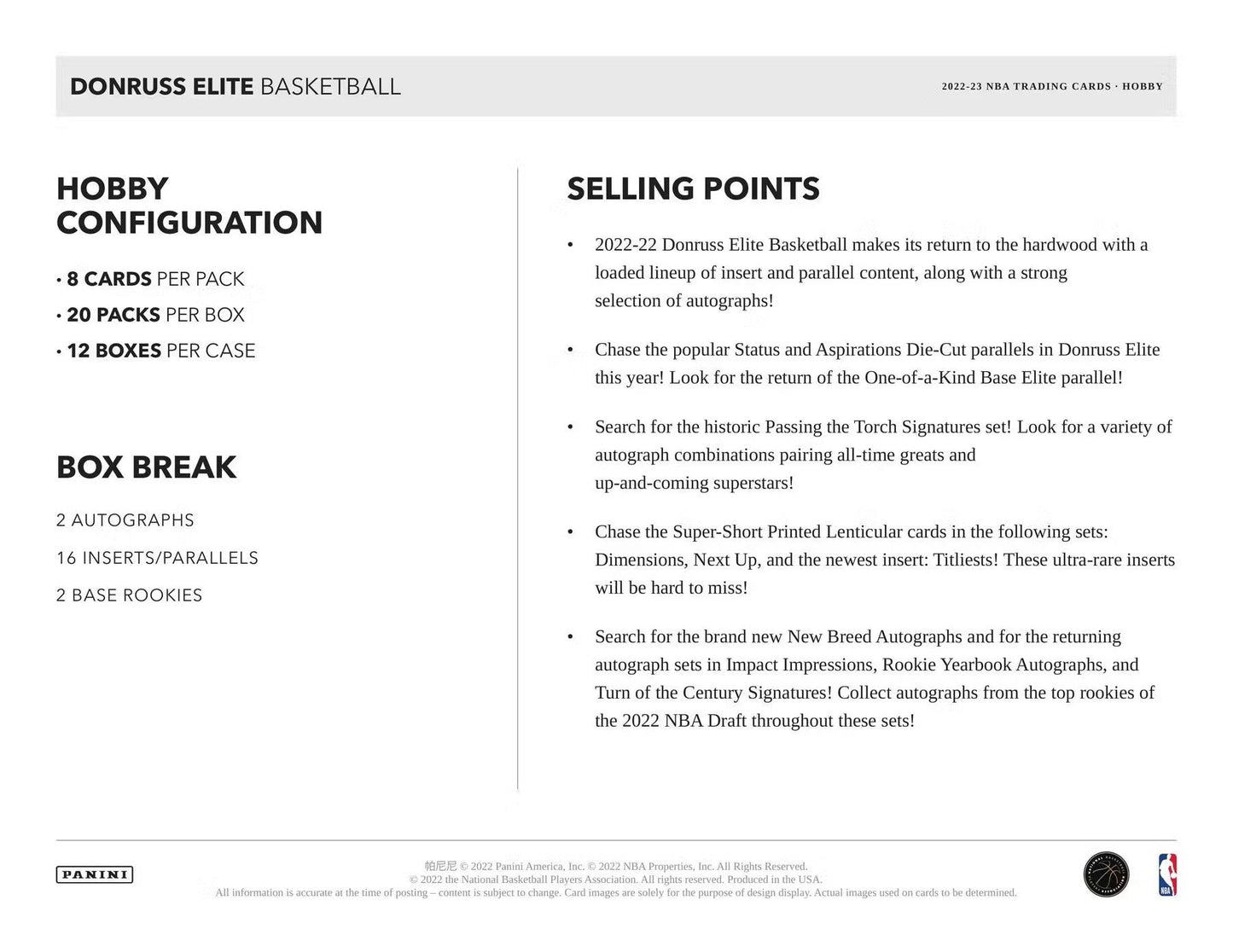 2022 - 23 Panini Donruss Elite Basketball Hobby Box - Columbia Hobby - Sports Card Boxes - Toploaders - Card Savers