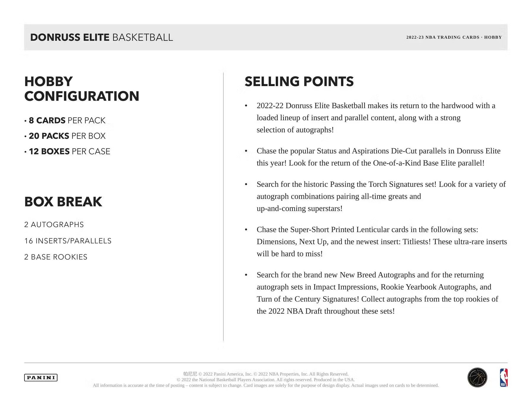 2022 - 23 Panini Donruss Elite Basketball Hobby Box - Columbia Hobby - Sports Card Boxes - Toploaders - Card Savers