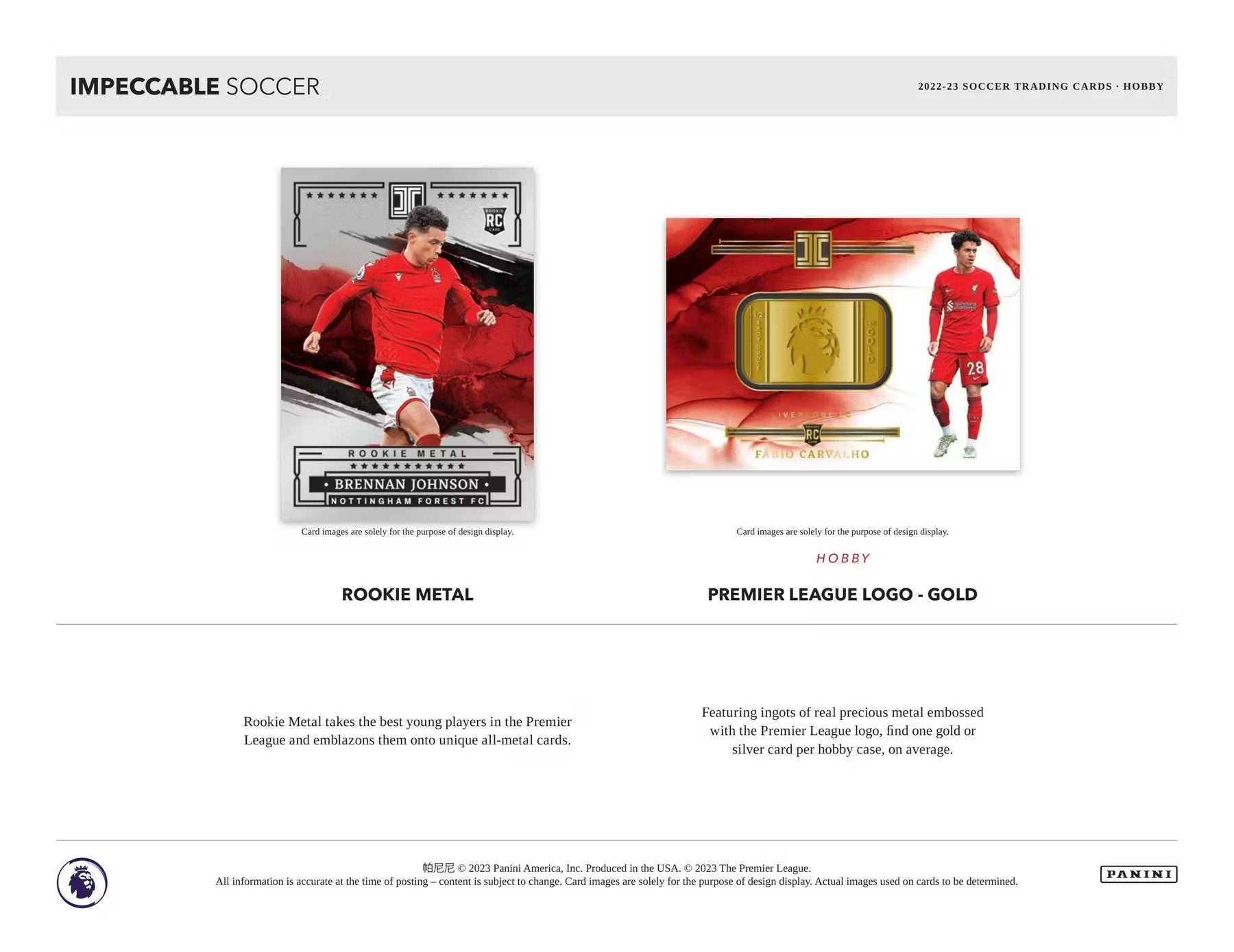 2022 - 23 Panini Impeccable Premier League EPL Soccer Hobby Box - Columbia Hobby - Sports Card Boxes - Toploaders - Card Savers