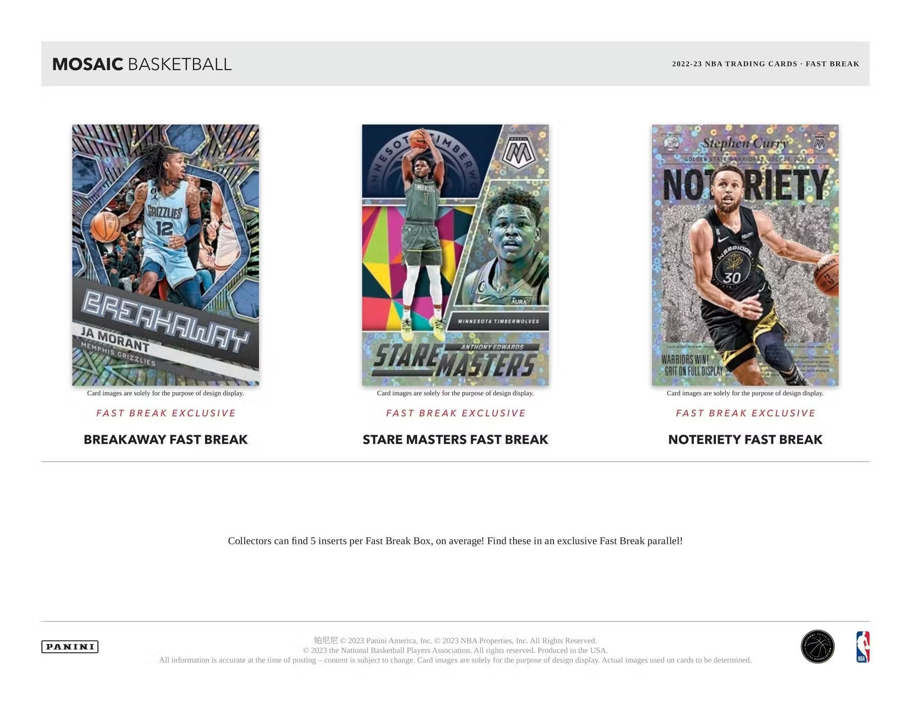 2022 - 23 Panini Mosaic Basketball Fast Break Box - Columbia Hobby - Sports Card Boxes - Toploaders - Card Savers