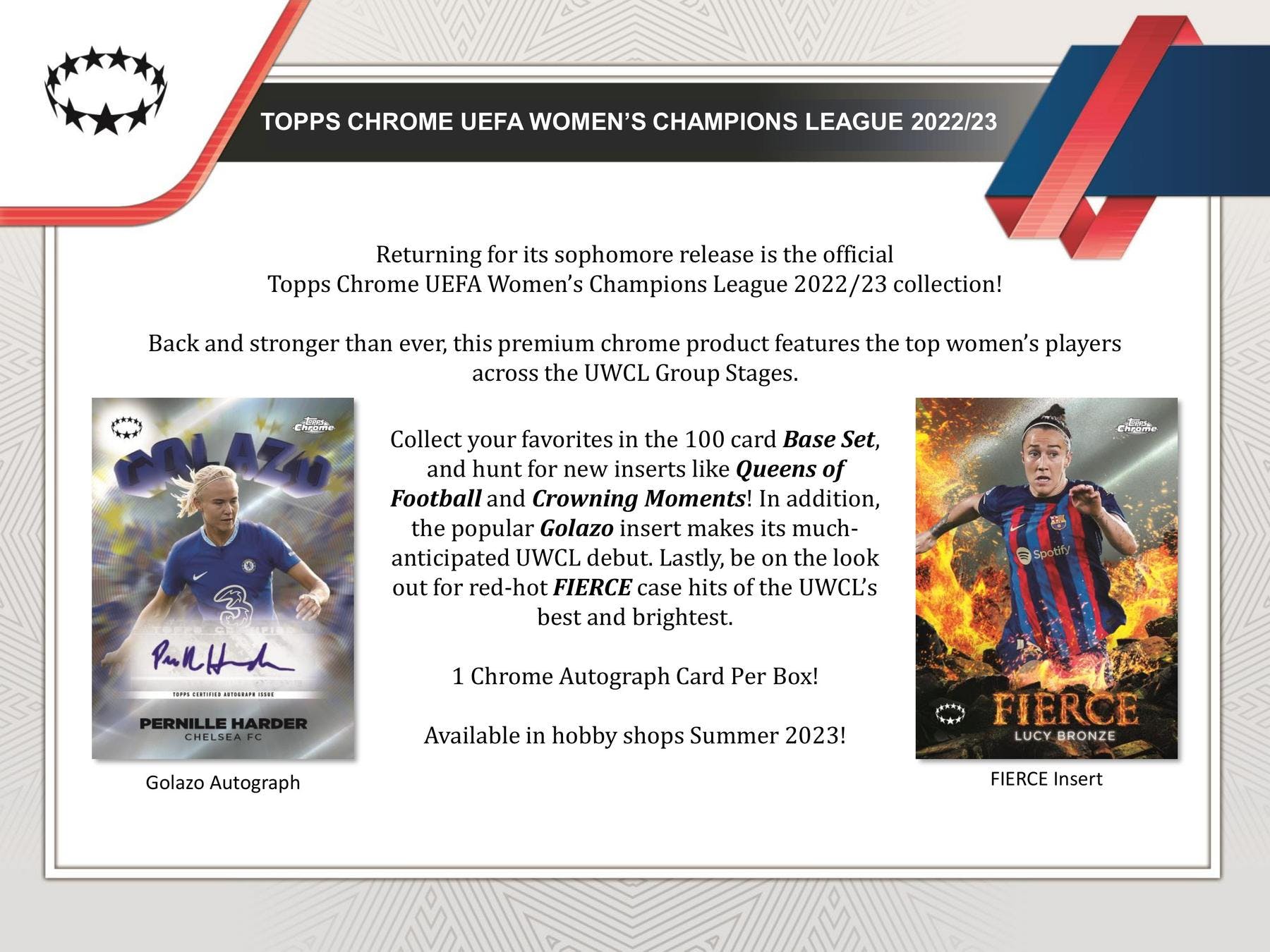 2022 - 23 Topps Chrome UEFA Women's Champions League Soccer Hobby Box - Columbia Hobby - Sports Card Boxes - Toploaders - Card Savers