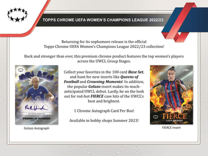 2022 - 23 Topps Chrome UEFA Women's Champions League Soccer Hobby Box - Columbia Hobby - Sports Card Boxes - Toploaders - Card Savers