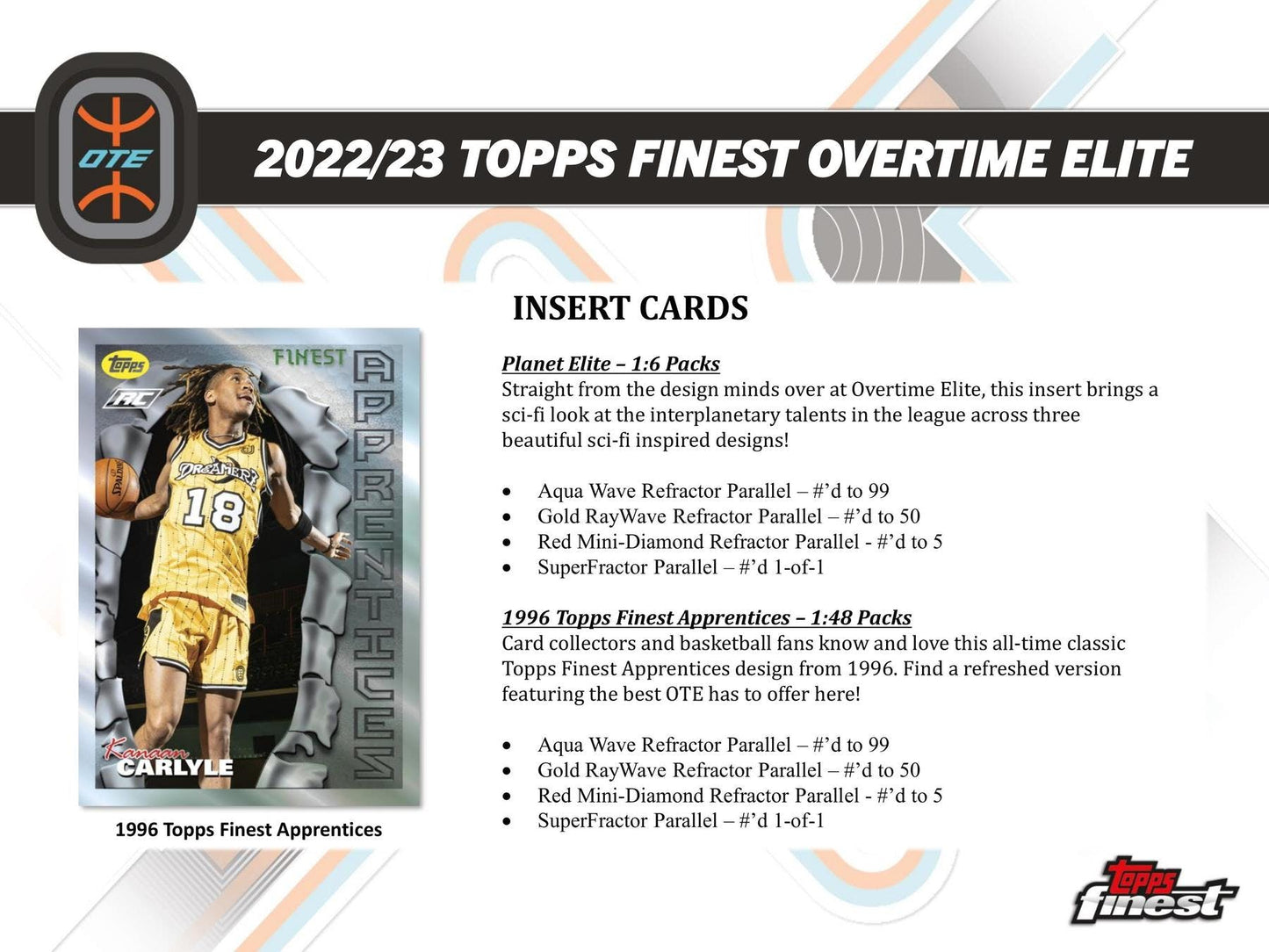 2022 - 23 Topps Finest Elite Overtime Edition Basketball - Columbia Hobby - Sports Card Boxes - Toploaders - Card Savers