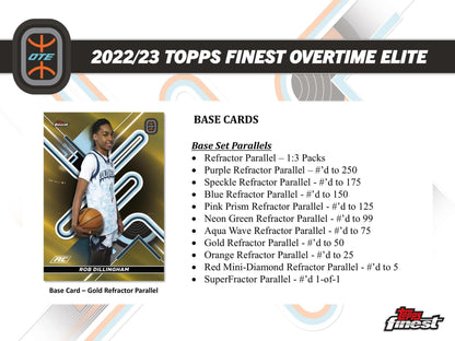 2022 - 23 Topps Finest Elite Overtime Edition Basketball - Columbia Hobby - Sports Card Boxes - Toploaders - Card Savers