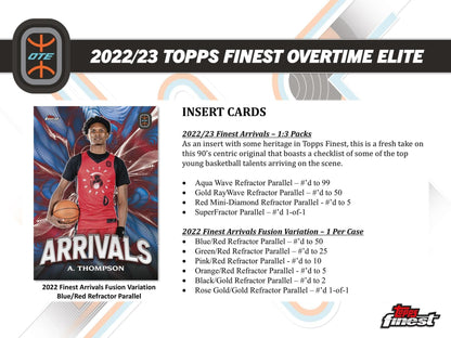 2022 - 23 Topps Finest Elite Overtime Edition Basketball - Columbia Hobby - Sports Card Boxes - Toploaders - Card Savers