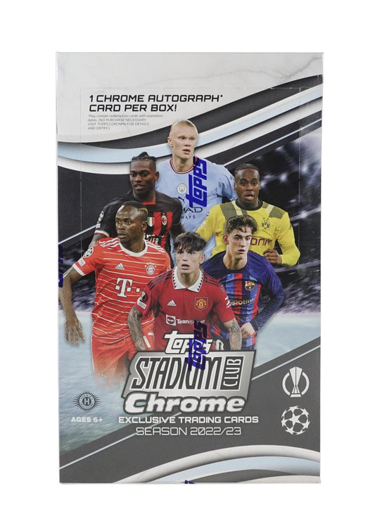 2022 - 23 Topps Stadium Club Chrome UEFA Club Competitions Soccer Hobby Box - Columbia Hobby - Sports Card Boxes - Toploaders - Card Savers