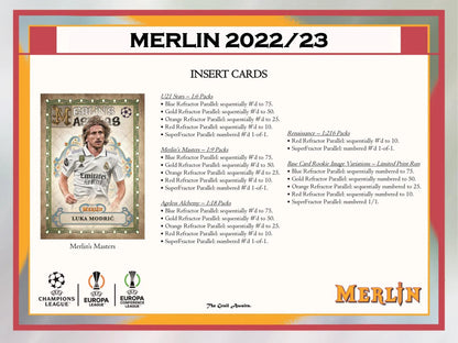 2022 - 23 Topps UEFA Club Competitions Merlin Chrome Soccer Hobby Box - Columbia Hobby - Sports Card Boxes - Toploaders - Card Savers