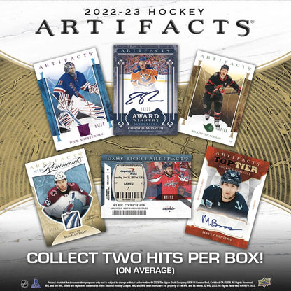 2022 - 23 Upper Deck Artifacts Hockey Hobby Box - Columbia Hobby - Sports Card Boxes - Toploaders - Card Savers