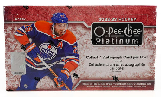 2022 - 23 Upper Deck O - Pee - Chee Platinum Hockey Hobby Box - Columbia Hobby - Sports Card Boxes - Toploaders - Card Savers