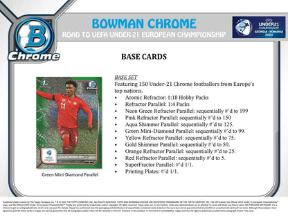 2022 Bowman Chrome Road to UEFA Under - 21 European Championship Soccer Hobby Box - Columbia Hobby - Sports Card Boxes - Toploaders - Card Savers