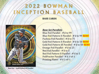 2022 Bowman Inception Baseball Hobby Box - Columbia Hobby - Sports Card Boxes - Toploaders - Card Savers