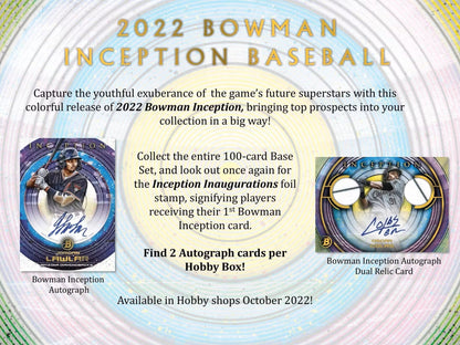 2022 Bowman Inception Baseball Hobby Box - Columbia Hobby - Sports Card Boxes - Toploaders - Card Savers