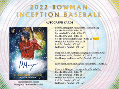 2022 Bowman Inception Baseball Hobby Box - Columbia Hobby - Sports Card Boxes - Toploaders - Card Savers
