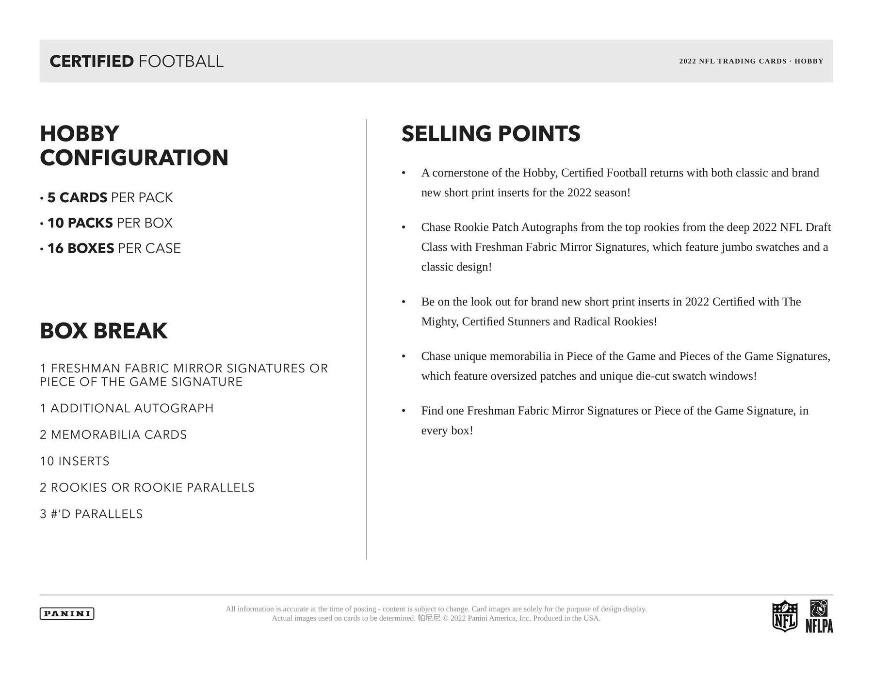 2022 Panini Certified Football 1st Off The Line FOTL Hobby Box - Columbia Hobby - Sports Card Boxes - Toploaders - Card Savers