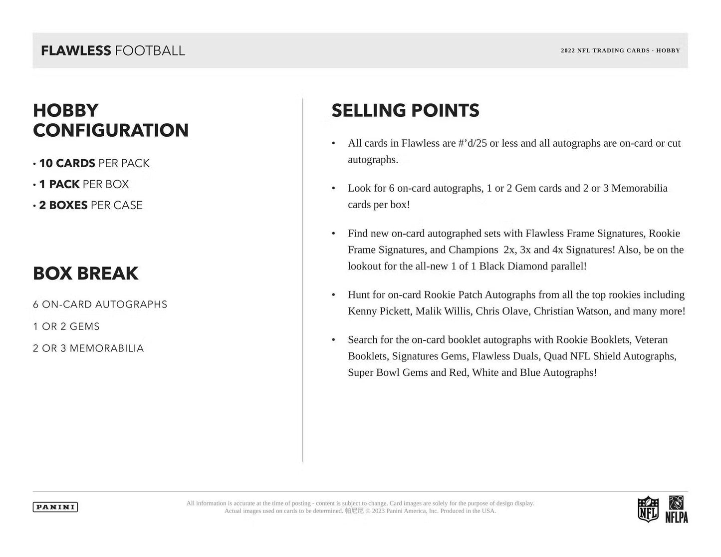 2022 Panini Flawless Football Hobby Box - Columbia Hobby - Sports Card Boxes - Toploaders - Card Savers