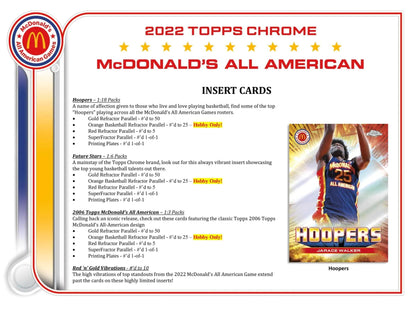2022 Topps McDonald's All - American Chrome Basketball Box - Columbia Hobby - Sports Card Boxes - Toploaders - Card Savers