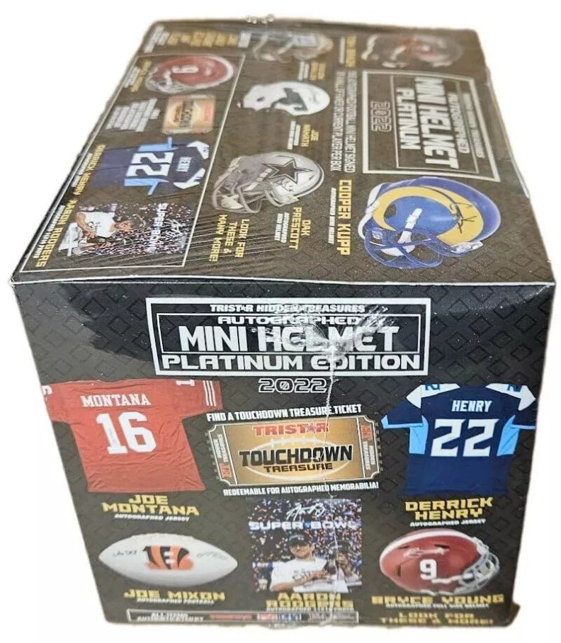 2022 Tristar Hidden Treasures Football Mini Helmet Platinum Edition Box - Columbia Hobby - Sports Card Boxes - Toploaders - Card Savers