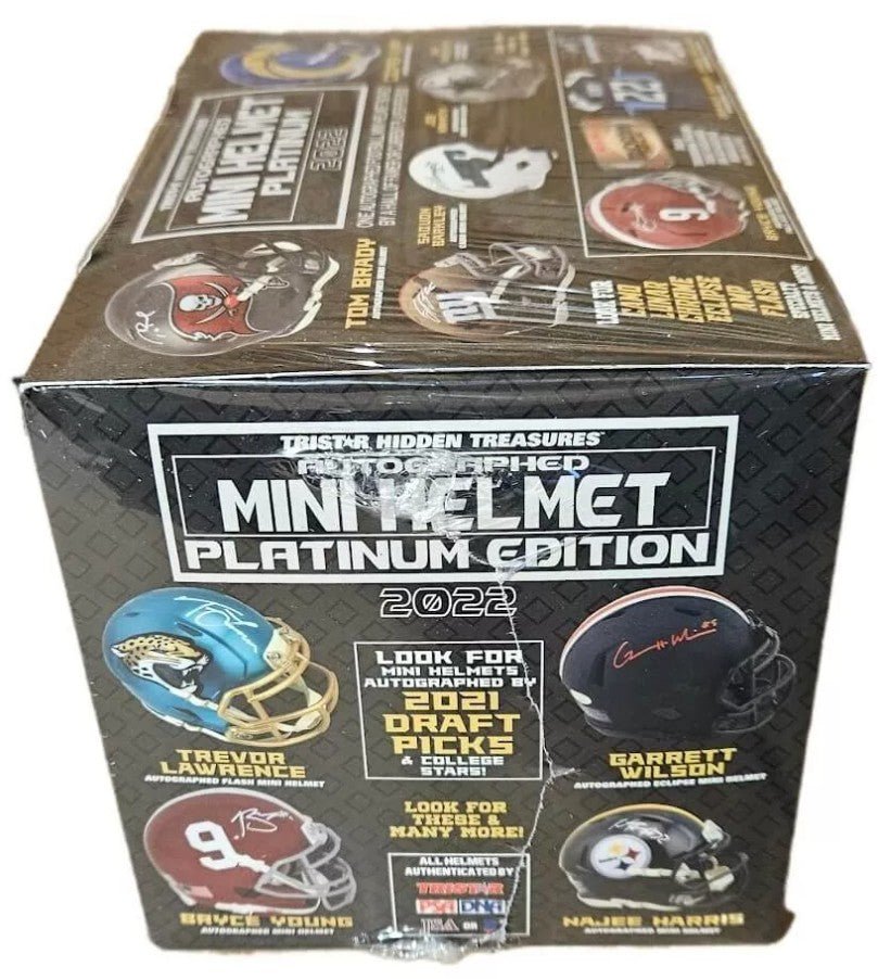 2022 Tristar Hidden Treasures Football Mini Helmet Platinum Edition Box - Columbia Hobby - Sports Card Boxes - Toploaders - Card Savers