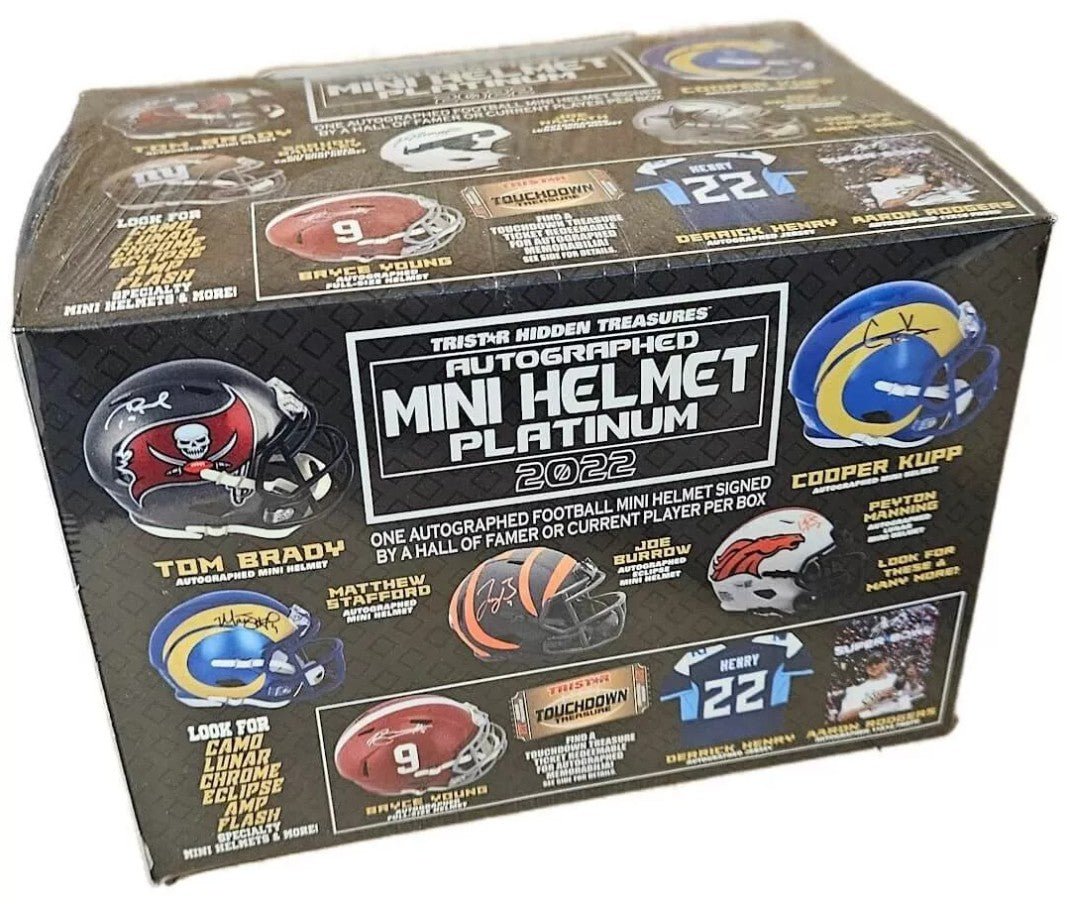 2022 Tristar Hidden Treasures Football Mini Helmet Platinum Edition Box - Columbia Hobby - Sports Card Boxes - Toploaders - Card Savers