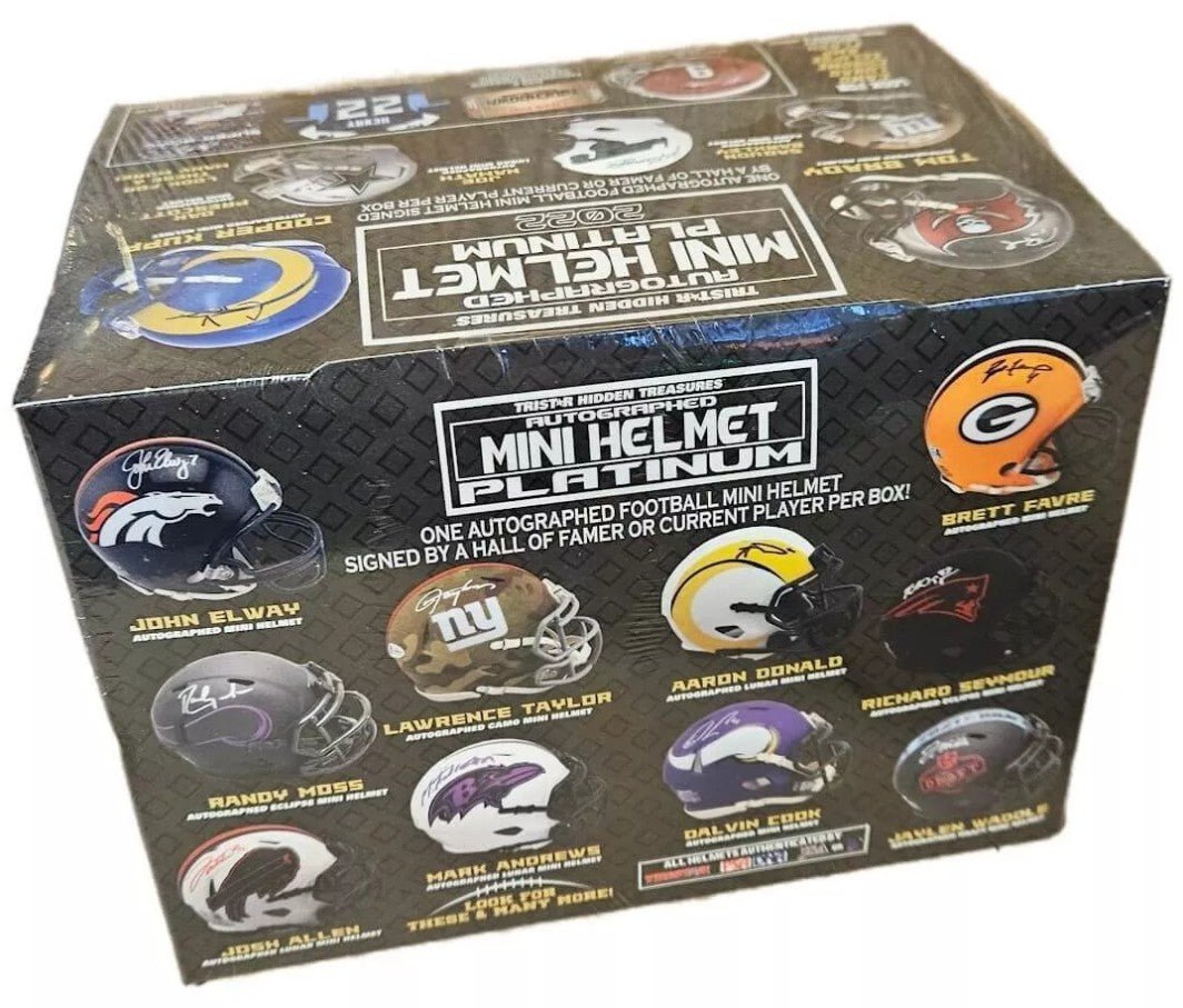 2022 Tristar Hidden Treasures Football Mini Helmet Platinum Edition Box - Columbia Hobby - Sports Card Boxes - Toploaders - Card Savers