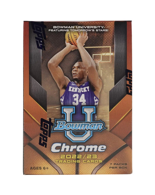 2022/23 Bowman University Chrome Basketball 7 - Pack Blaster Box - Columbia Hobby - Sports Card Boxes - Toploaders - Card Savers