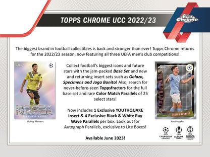 2022/23 Topps Chrome UEFA Club Competitions Soccer Hobby LITE Box - Columbia Hobby - Sports Card Boxes - Toploaders - Card Savers