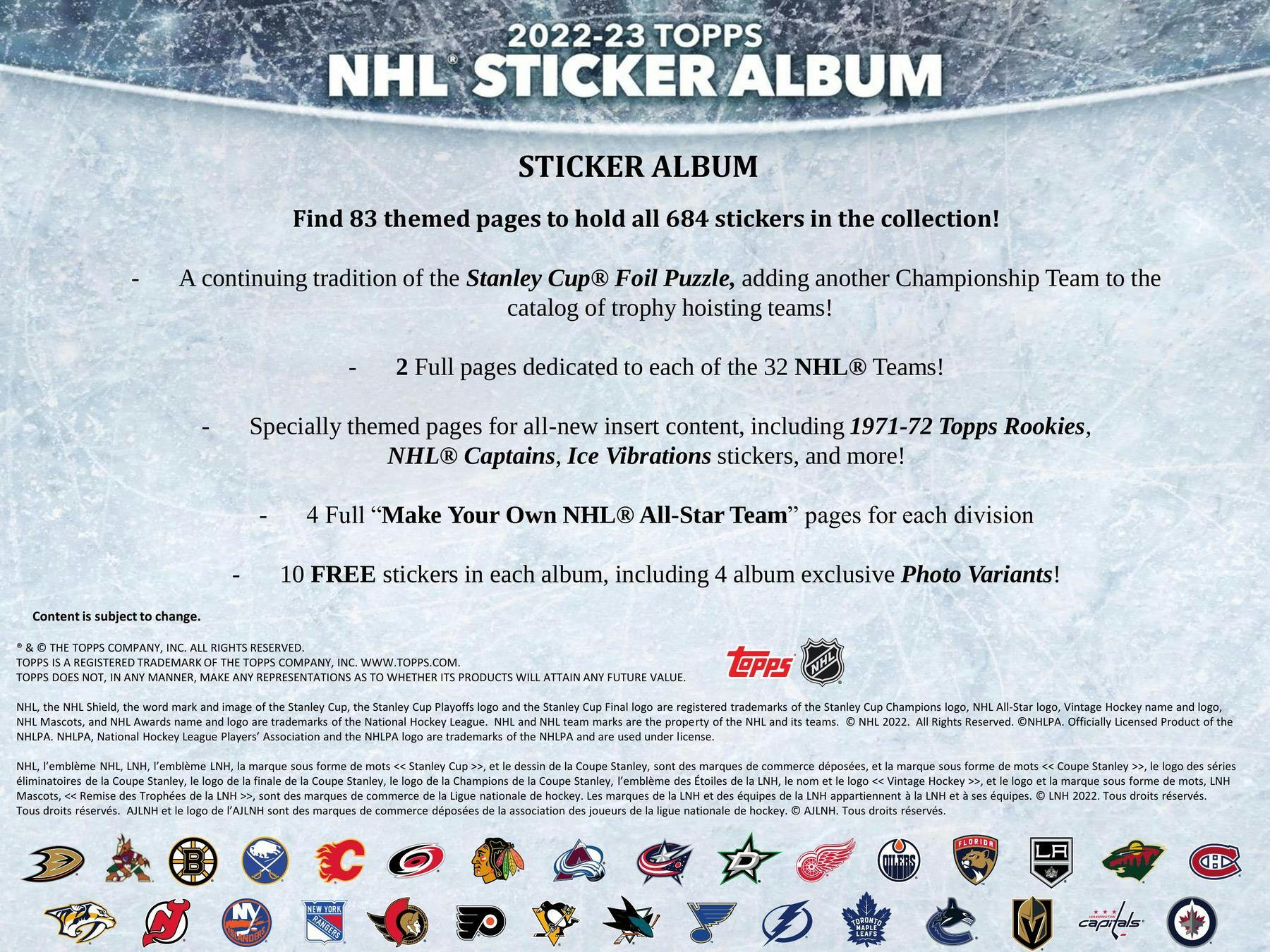 2022/23 Topps NHL Hockey Sticker Collection 50 - Pack Box | Columbia Sports Cards - Columbia Sports Cards