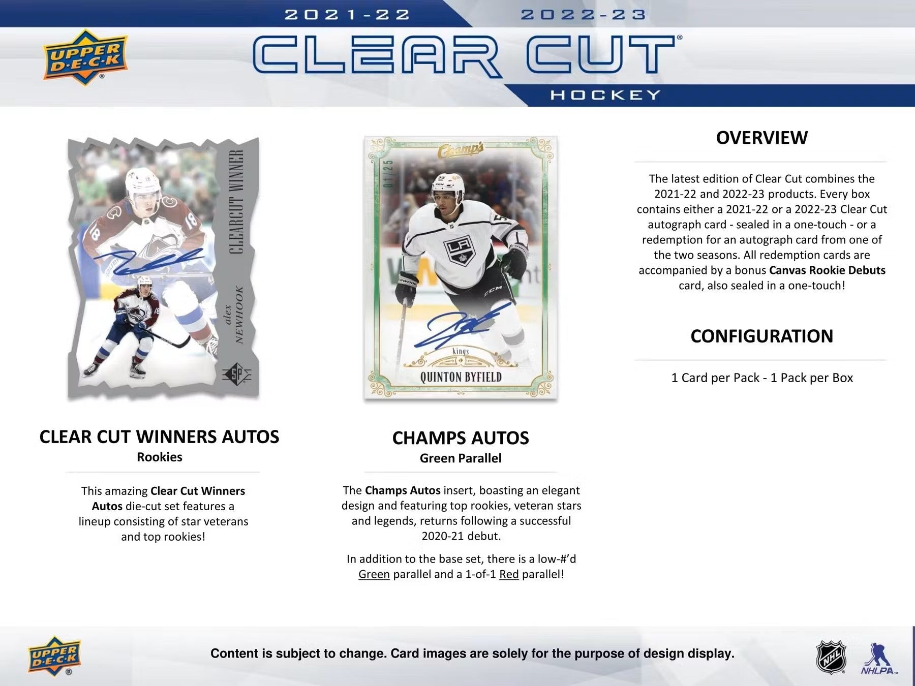 2022/23 Upper Deck Clear Cut Hockey Hobby Box - Columbia Hobby - Sports Card Boxes - Toploaders - Card Savers
