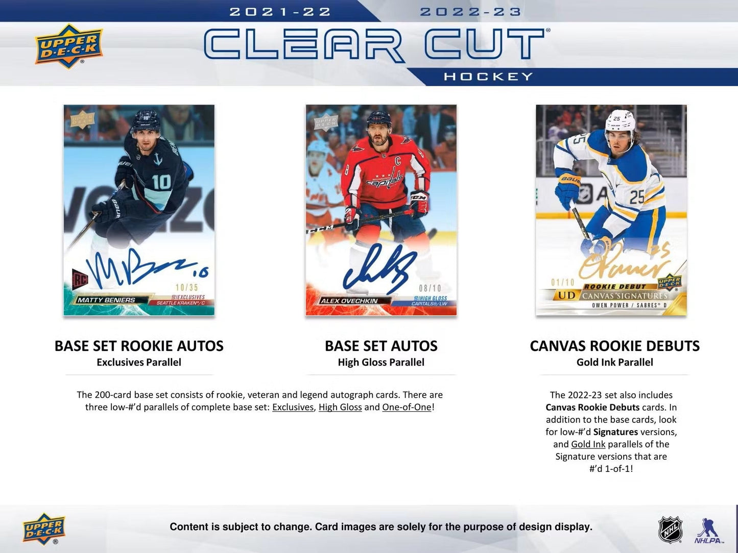 2022/23 Upper Deck Clear Cut Hockey Hobby Box - Columbia Hobby - Sports Card Boxes - Toploaders - Card Savers