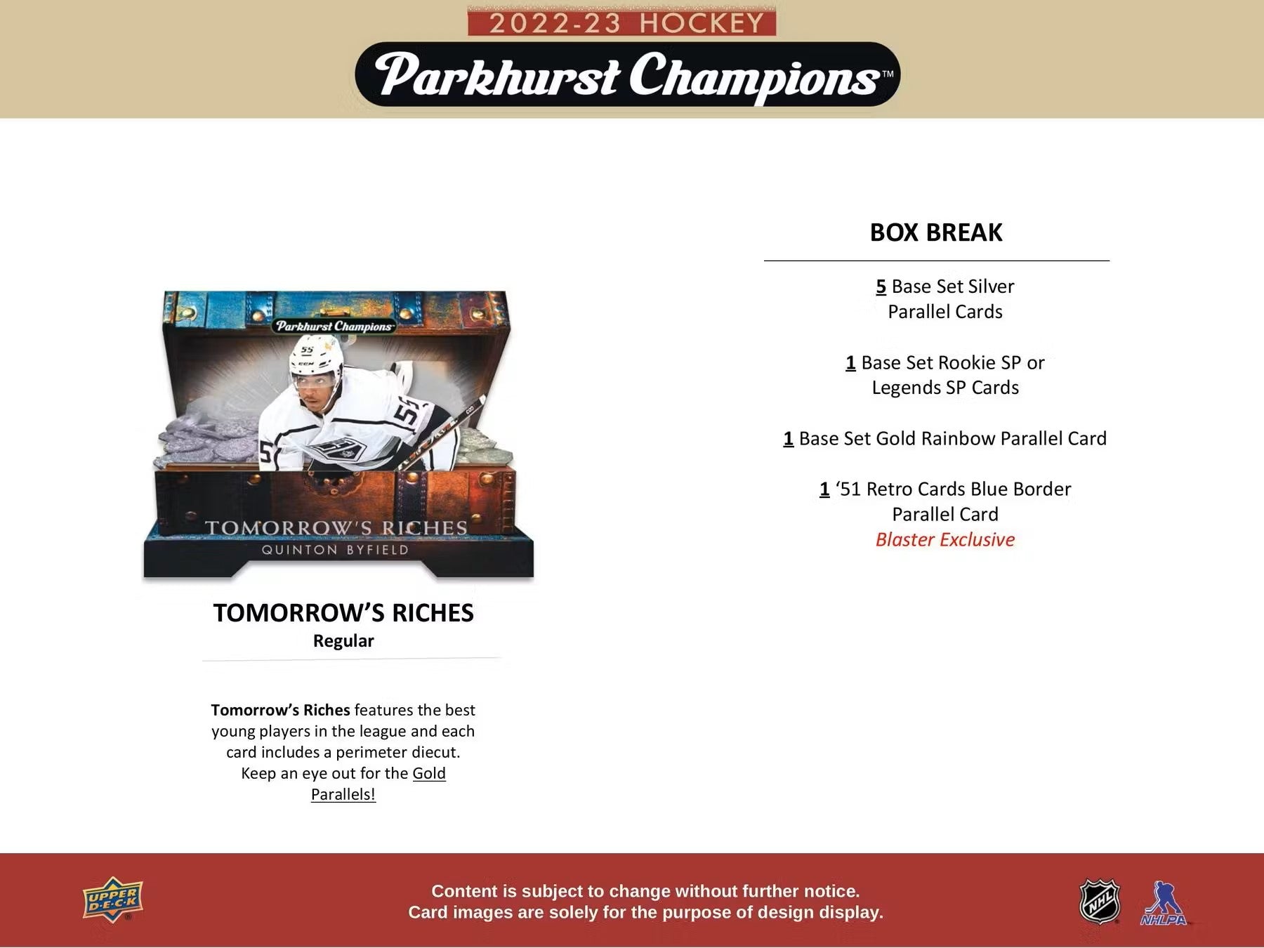 2022/23 Upper Deck Parkhurst Champions Hockey 5 - Pack Blaster Box - Columbia Hobby - Sports Card Boxes - Toploaders - Card Savers