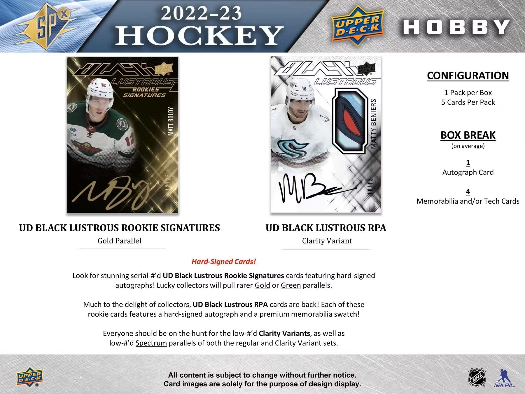 2022/23 Upper Deck SPx Hockey Hobby Box - Columbia Hobby - Sports Card Boxes - Toploaders - Card Savers