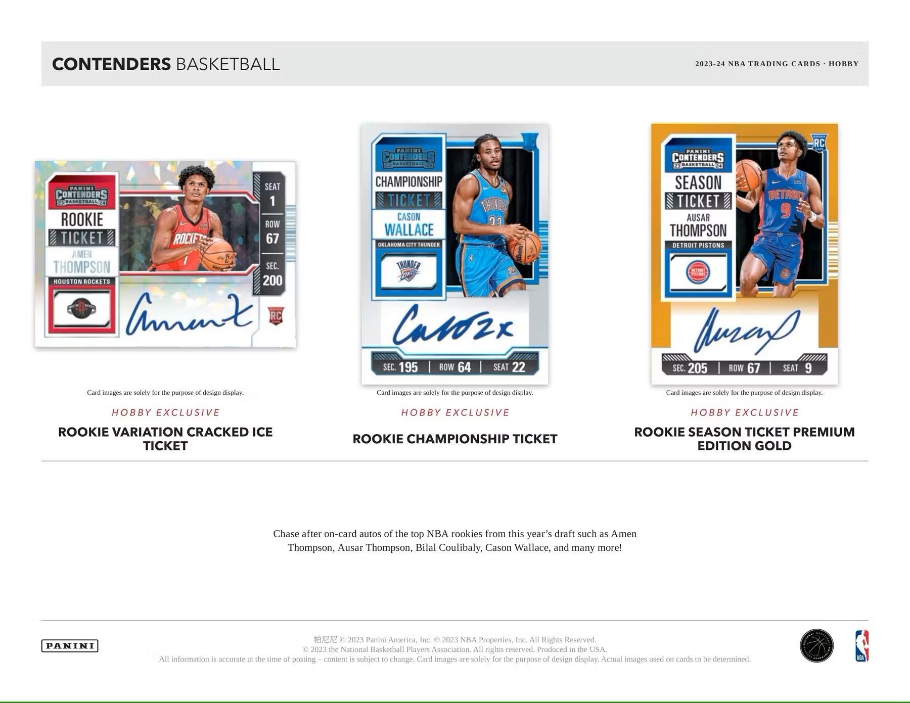 2023 - 24 Panini Contenders Basketball Hobby Box - Columbia Hobby - Sports Card Boxes - Toploaders - Card Savers