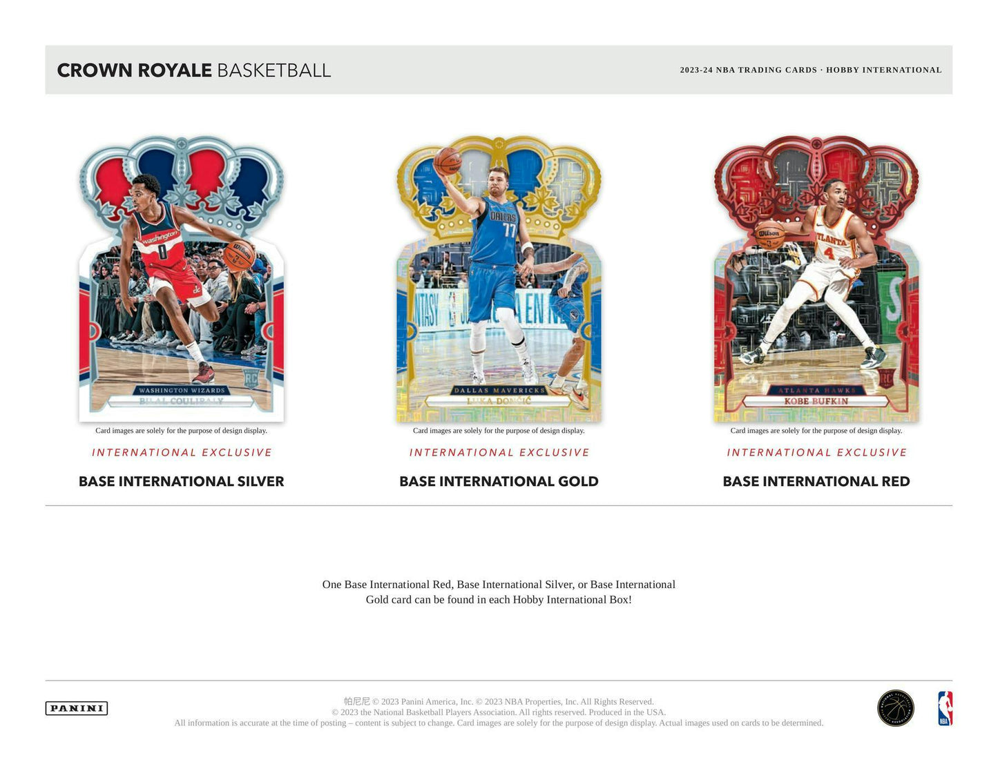 2023 - 24 Panini Crown Royale Basketball International Hobby Box - Columbia Hobby - Sports Card Boxes - Toploaders - Card Savers